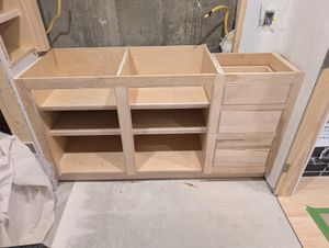 Custom millwork display cabinet with glass fronts